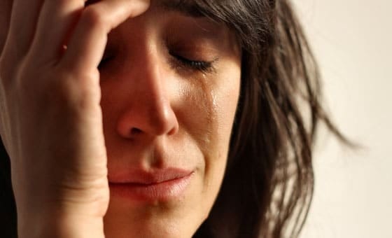 white woman crying
