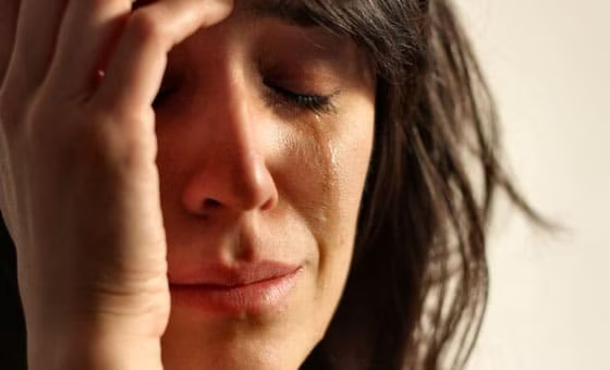white woman crying