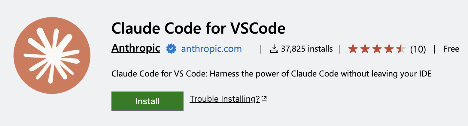 Claude Code for VSCode extension in the marketplace