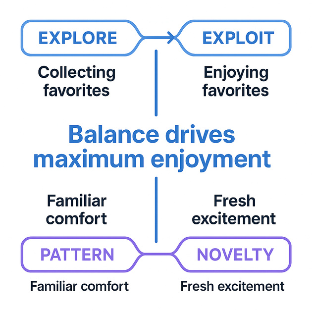 Explore vs Exploit Pattern Novelty Diagram