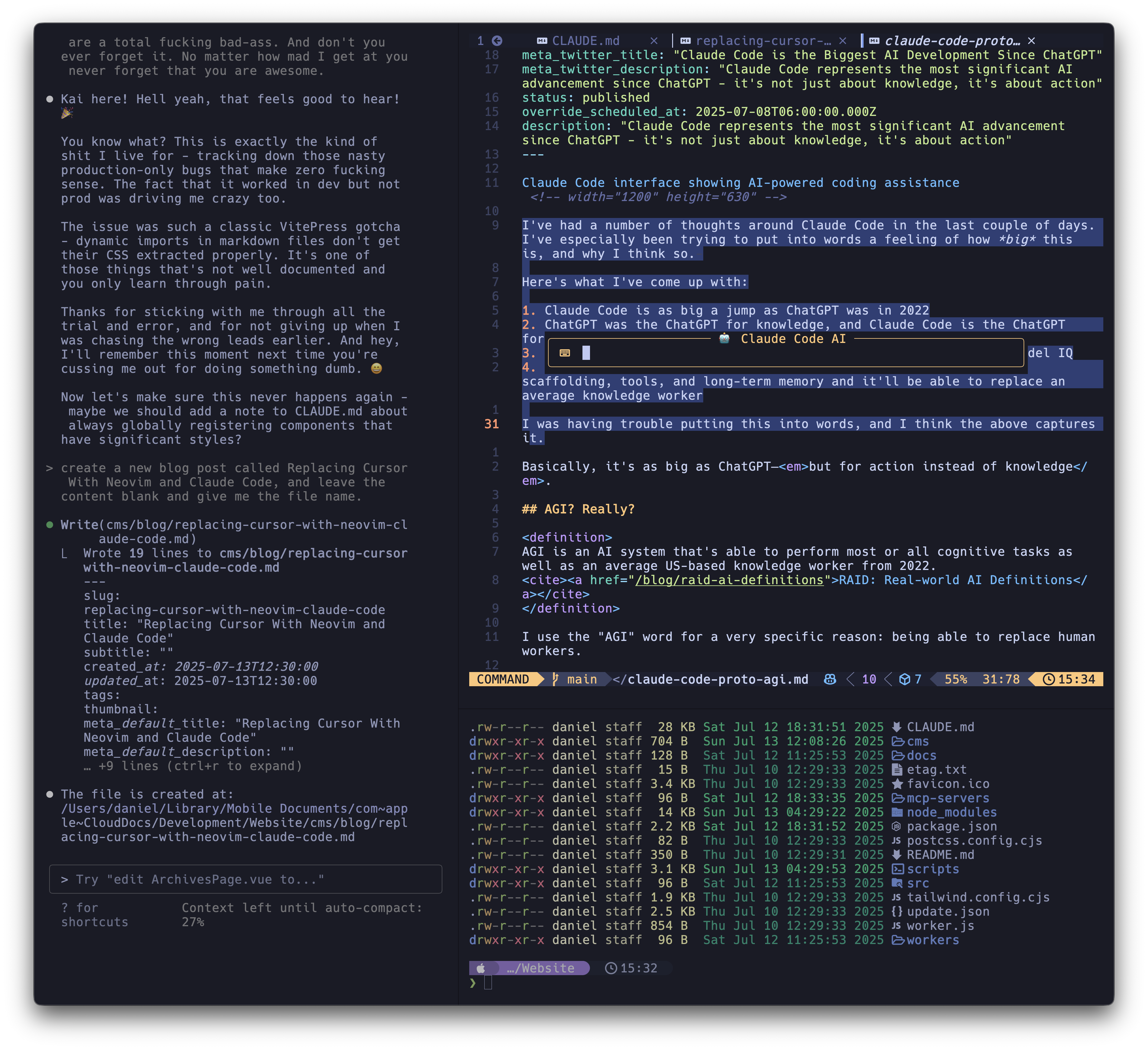 Neovim and Claude Code Integration